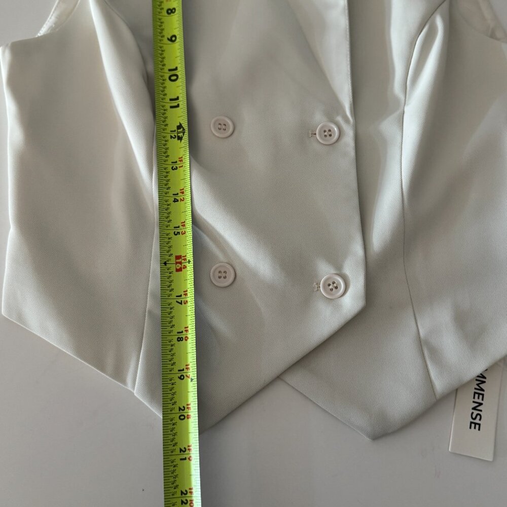 Commense Suit Waistcoat With Pleated Mini Skirt Set White NWT, Size M - Picture 11 of 16